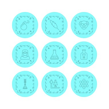 Beyaz Arkaplan Vektörü İzole Edilmiş Elementler Üzerine 9 Eğitim Simgesi...