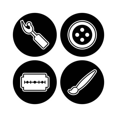 Beyaz arkaplanda izole edilmiş 4 evrensel simge kümesi...