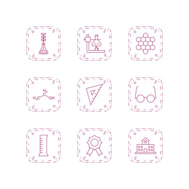 Beyaz arkaplanda 9 farklı eğitim simgesi izole edildi...