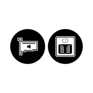 Beyaz arkaplanda izole edilmiş 2 adet elektronik aygıt simgesi...