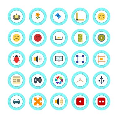 Beyaz Arkaplan Vektörü İzole Edilmiş Elementler Üzerine 25 Evrensel Simge Kümesi...