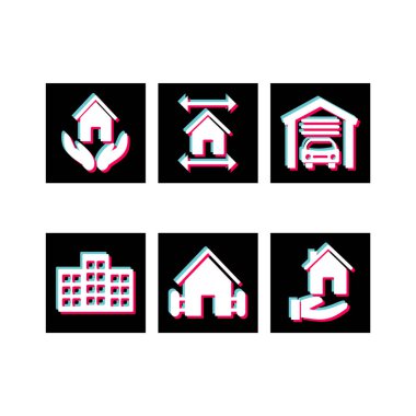 Beyaz Arkaplanda İzole Edilmiş 6 Emlak Simgesi...