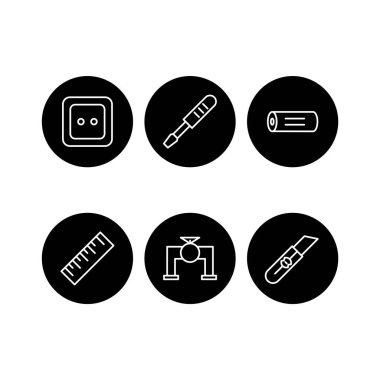 Beyaz Arkaplan Vektörü İzole Edilmiş Elementler Üzerine 6 Yapılandırma Simgesi...