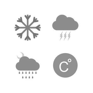 4 Hava Simgesi Sayfası Beyaz Arkaplanda İzole Edildi...