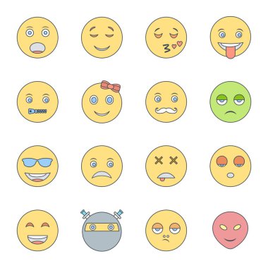 Kişisel ve ticari kullanım için 16 simge emojisi...