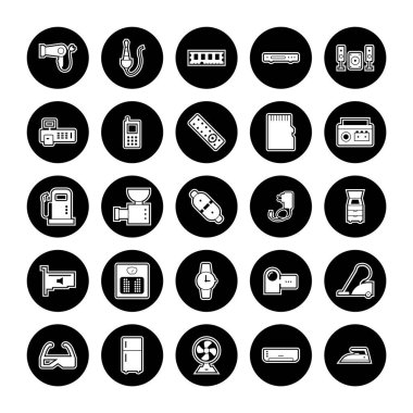 Beyaz Arkaplanda İzole Edilmiş 25 Elektronik Aygıt Simgesi...