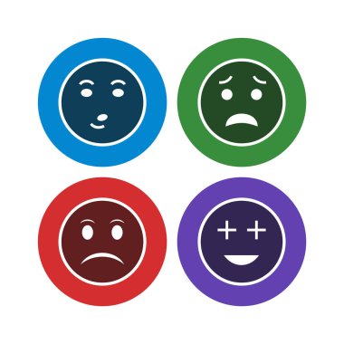 4 Emoji Simgesi Kağıdı Beyaz Arkaplanda İzole Edildi...
