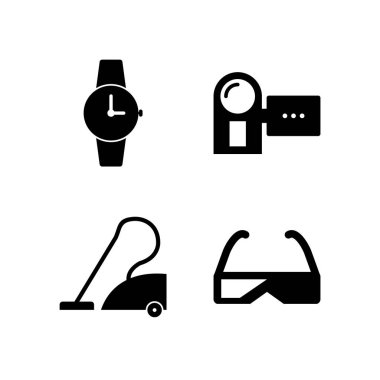 Beyaz arkaplanda 4 adet elektronik aygıt simgesi izole edildi...