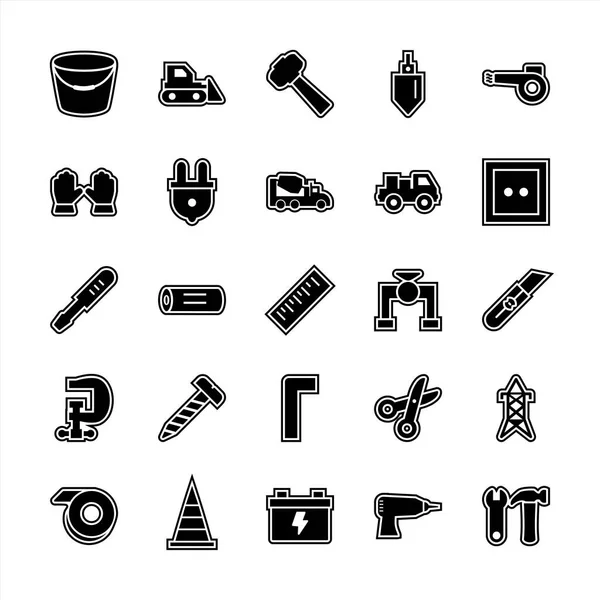 Set Von Bausymbolen Auf Weißem Hintergrund Vektor Isolierte Elemente — Stockvektor