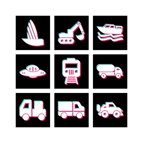 Icon Set Von Transport Für Den Persönlichen Und Kommerziellen Gebrauch — Stockvektor