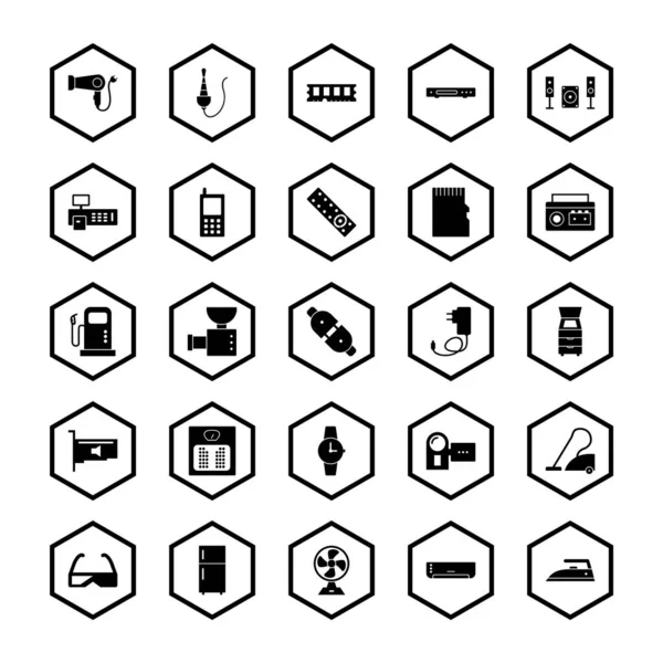 Set Von Elektronischen Geräten Symbole Auf Weißem Hintergrund Vektor Isolierte — Stockvektor