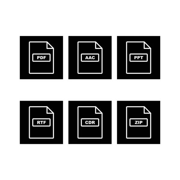Formati File Icons Sheet Isolato Sfondo Bianco — Vettoriale Stock
