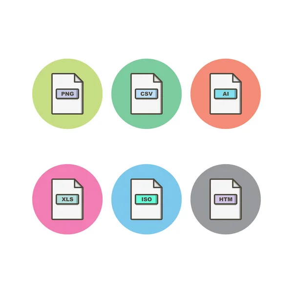 Conjunto Formatos Archivo Iconos Sobre Fondo Blanco Vector Isolated Elements — Vector de stock