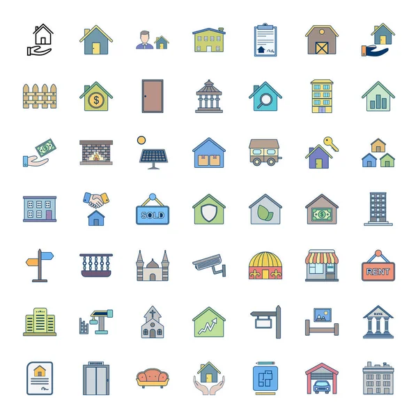 Icon Set Real Estate Personal Commercial Use — Stock Vector