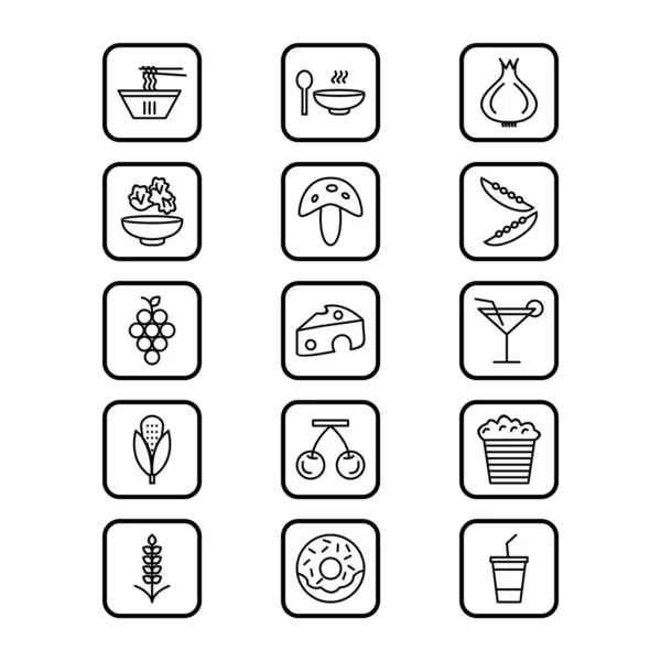 Харчових Іконок Ізольовані Білому Тлі — стоковий вектор