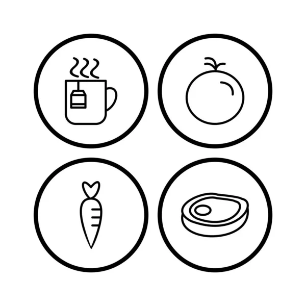 Set Food Icons Isolated White Background — Stock Vector