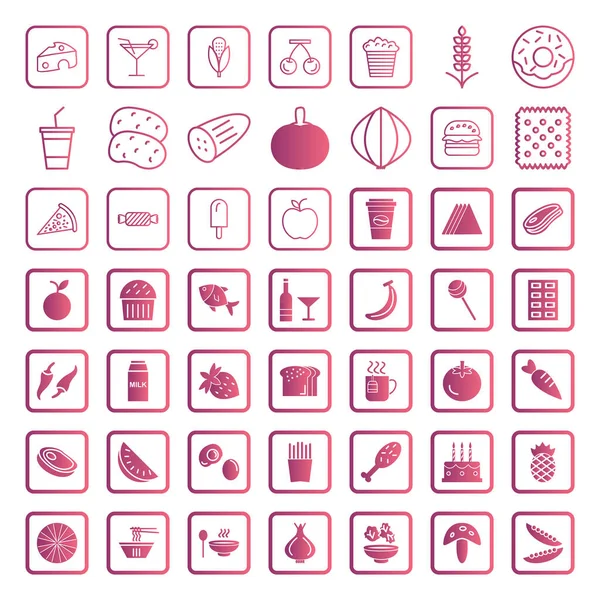 Icon Set Food Personal Commercial Use — Stock Vector