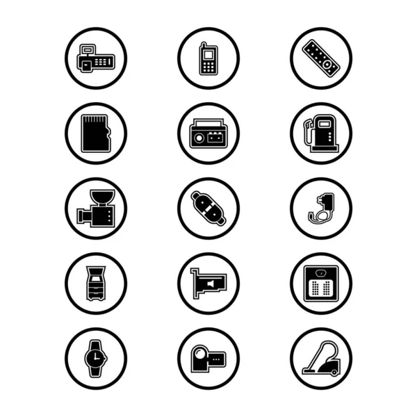 Set Van Elektronische Apparaten Iconen Witte Achtergrond Vector Geïsoleerde Elementen — Stockvector