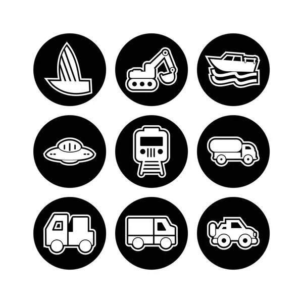 Icon Set Von Transport Für Den Persönlichen Und Kommerziellen Gebrauch — Stockvektor