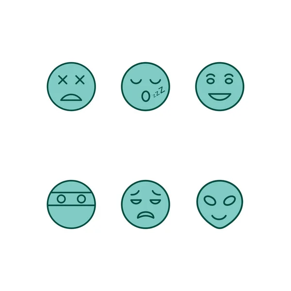 Set Dari Ikon Emoji Pada Vektor Latar Belakang Putih Terisolasi - Stok Vektor