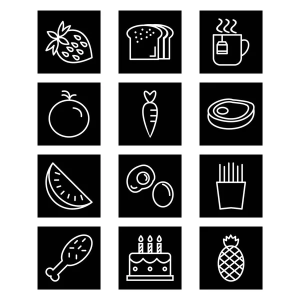 12套在白色背景上隔离的食物图标 — 图库矢量图片