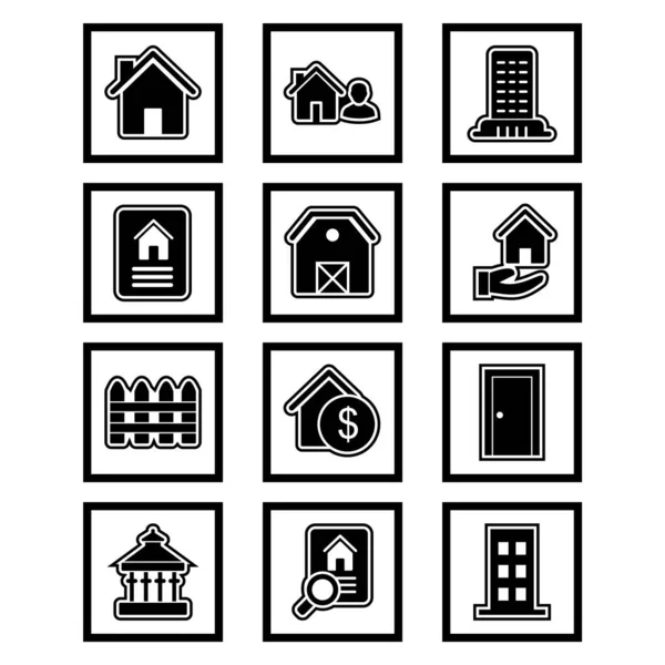 Set Iconos Inmobiliarios Sobre Fondo Blanco Vector Elementos Aislados — Archivo Imágenes Vectoriales