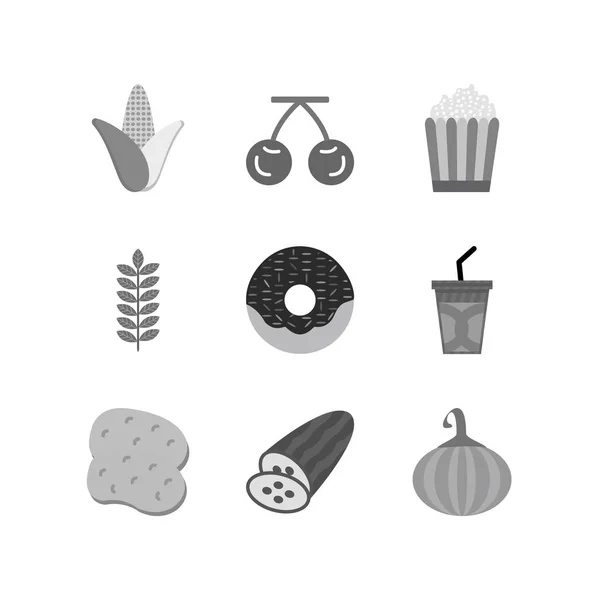 白色背景向量分离元素上的一组9个食品图标 — 图库矢量图片