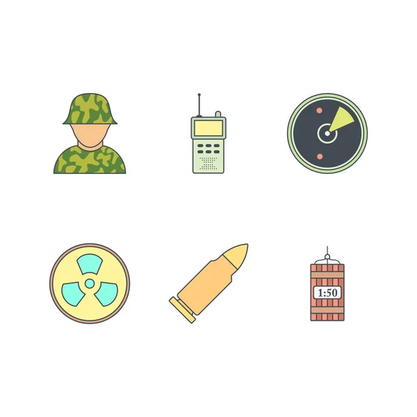 Conjunto Iconos Militares Para Uso Personal Comercial — Vector de stock