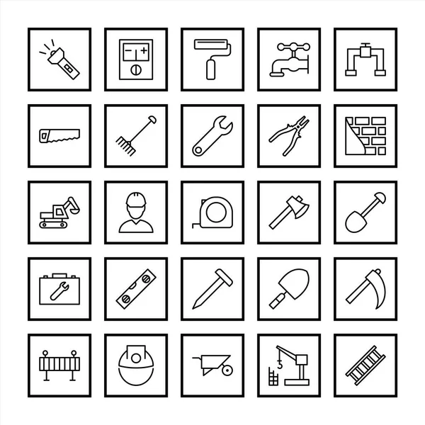 Set Van Bouwpictogrammen Geïsoleerd Witte Achtergrond — Stockvector