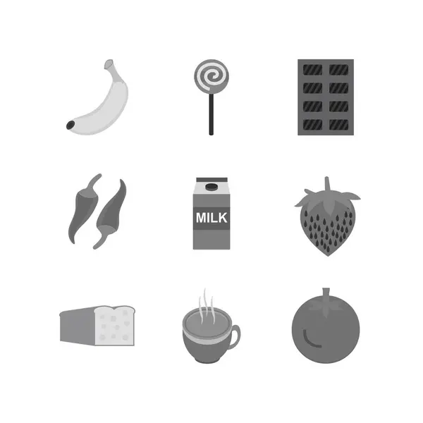 Set Von Food Icons Auf Weißem Hintergrund Vektor Isolierte Elemente — Stockvektor