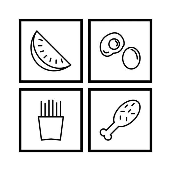 Juego Iconos Alimentos Para Uso Personal Comercial — Archivo Imágenes Vectoriales