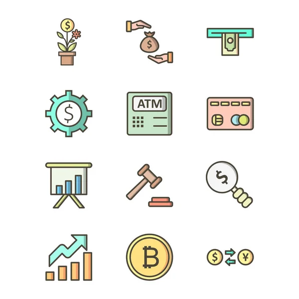 Conjunto Iconos Bancarios Para Uso Personal Comercial — Vector de stock