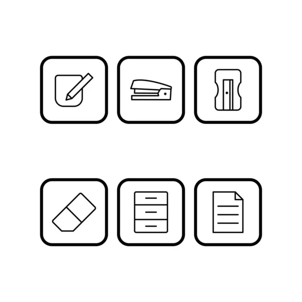 Set Office Icons White Background Vector Isolated Elements — Stock Vector