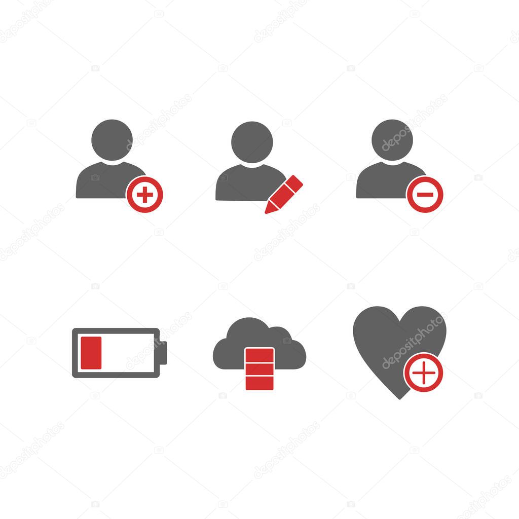 Set of 6 universal Icons on White Background Vector Isolated Elements...