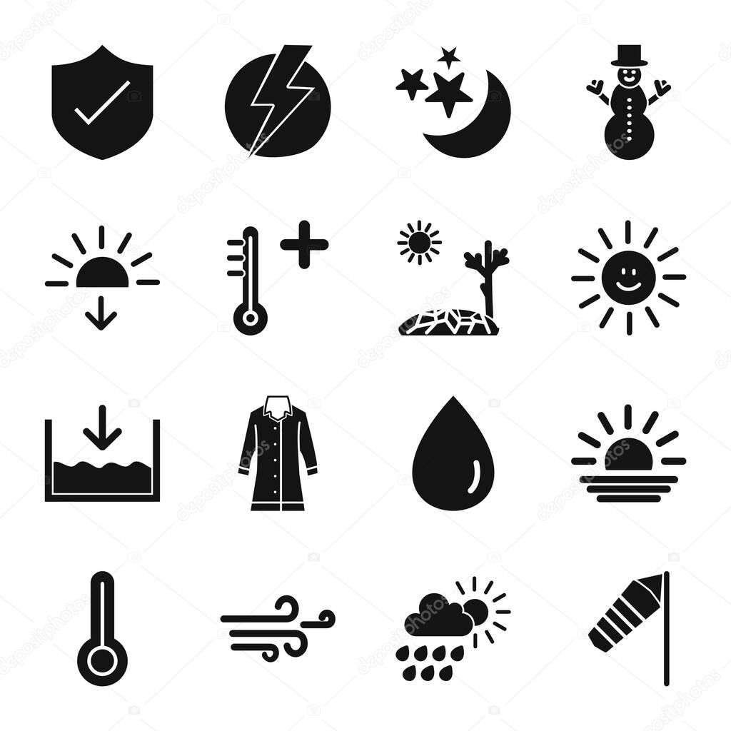 16 Icon Set Of Weather For Personal And Commercial Use...