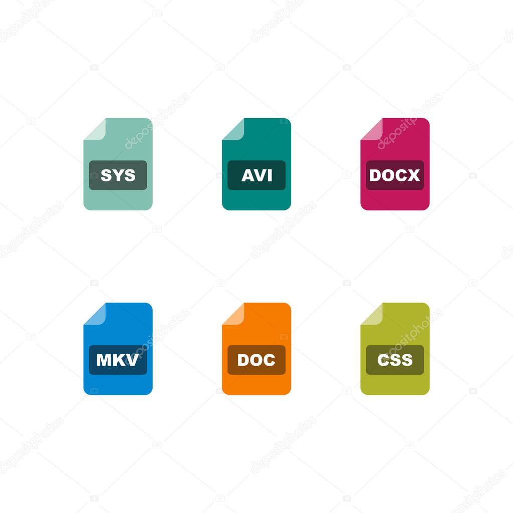 6 Set Of file formats icons isolated on white background...