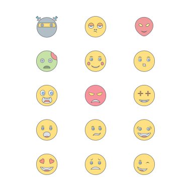Kişisel ve ticari kullanım için 15 simge emojisi...