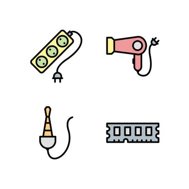 Beyaz Arkaplanda İzole Edilmiş 4 Elektronik Aygıt Simgesi...