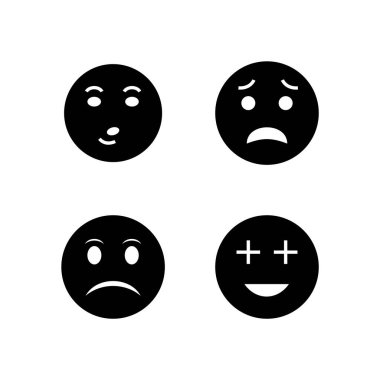 Beyaz Arkaplan Vektörü İzole Edilmiş Elementler Üzerine 4 emoji Simgesi...