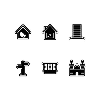 Beyaz Arkaplan Vektörü İzole Edilmiş Elementler Üzerine 6 Emlak Simgesi...