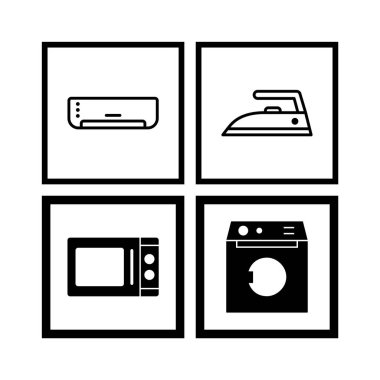 Beyaz arkaplanda 4 adet elektronik aygıt simgesi izole edildi...