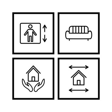 Beyaz Arkaplan Vektörü İzole Edilmiş Elementler Üzerine 4 Emlak Simgesi...