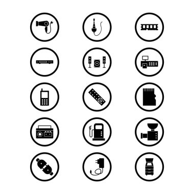 Beyaz Arkaplan Vektörü İzole Edilmiş Elementler üzerinde 15 elektronik aygıt seti...