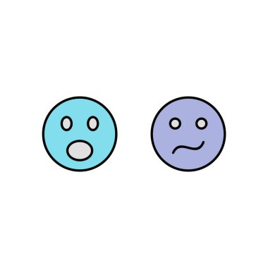 Beyaz arkaplanda 2 çift emoji simgesi izole edildi...