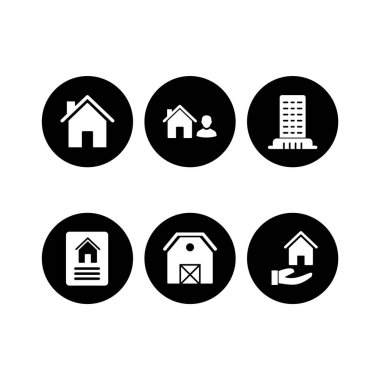 Beyaz Arkaplan Vektörü İzole Edilmiş Elementler Üzerine 6 Emlak Simgesi...