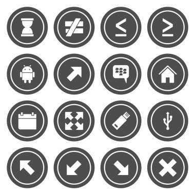 Beyaz Arkaplanda Ayırılmış 16 Temel Öge Simgesi Sayfası...