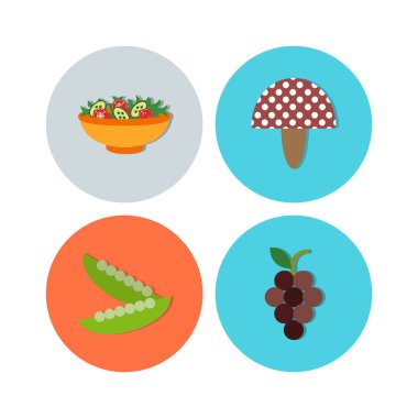 Beyaz Arkaplan Vektörü İzole Edilmiş Elementler Üzerine 4 Gıda Simgesi 
