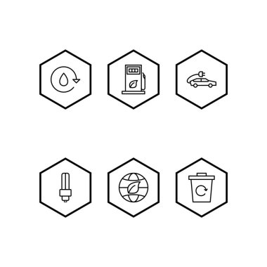 6 Eko Simge Sayfası Beyaz Arkaplanda İzole Edildi...