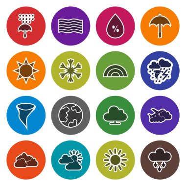 16 Hava Simgesi Sayfası Beyaz Arkaplanda İzole Edildi...