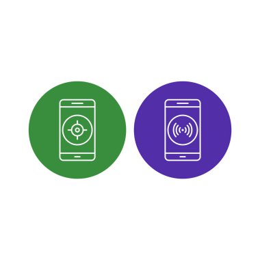 Beyaz Arkaplanda İzole edilmiş 2 mobil uygulama Simgesi Simgesi...